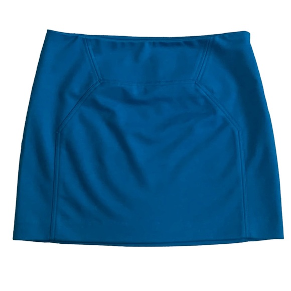Diane Von Furstenberg Wool Blend Cerulean Blue Mini Skirt Sz 4 - Picture 1 of 5